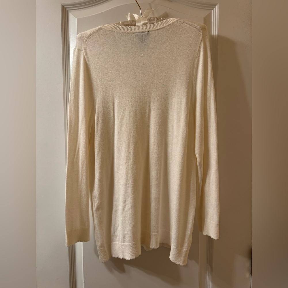 Ann Taylor Knit Scalloped Trim Lightweight Sweater Ivory Size M NWOT - Picture 7 of 11